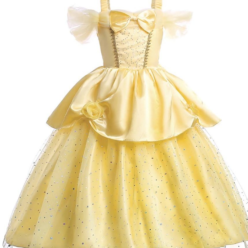 Mädchen Belle Prinzessin Kleid Kinder Schönheit und das Biest Kostüm Mädchen Baby Weihnachten Prinzessin Geburtstagsfeier Zettiges Kleid 2-10 Jahre