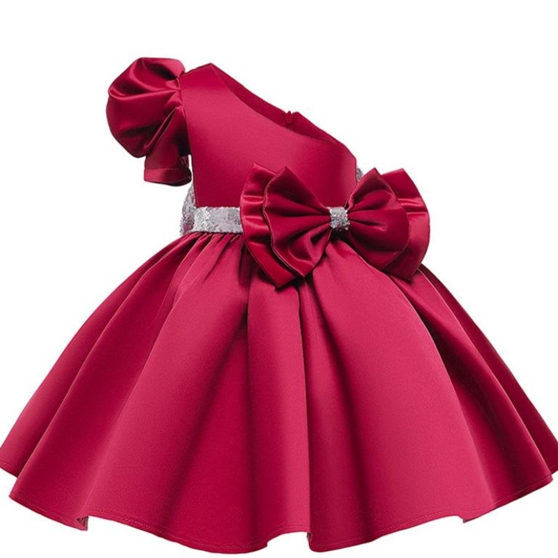 Schräg schulter girls abendkleider biege formale Kinder Prinzessin Kleider Mädchen Kinder Hochzeitsfeier Kleidung