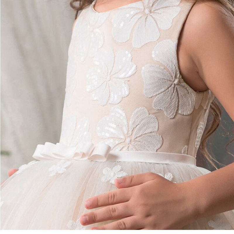 Vintage Flower Girls Kleid für Hochzeit Abend Kinder Prinzessin Party Festzug Langes Kleidkinder Kleider für Mädchen formelle Kleidung