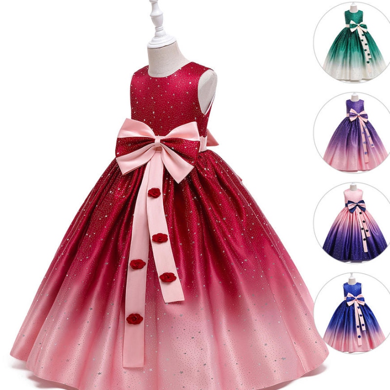 Großhandel Gradientenfarbe Kinder Kinderkostkleider für Mädchen Party Hochzeits Geburtstag Flower Girl Kleid Kleid Kleid Kleid