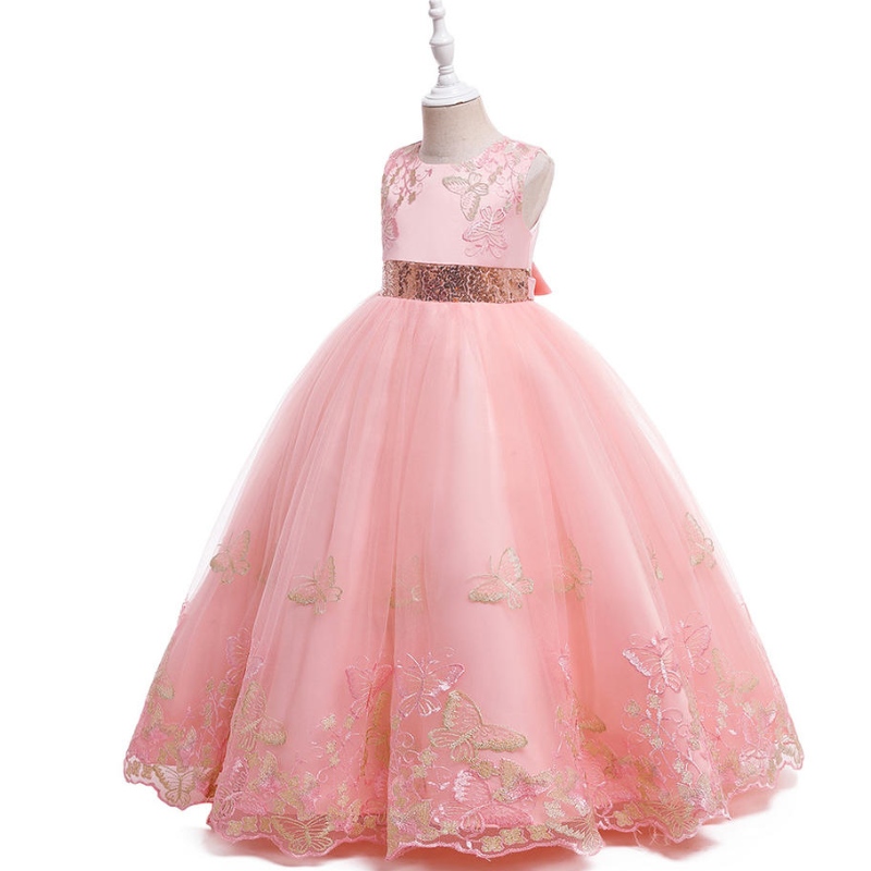 Großhandel Girl Hochzeitskleid Elegante Mädchen Stickerei Design Kid Kleider für Geburtstagsfeier Ballkleid Kleid Kleid