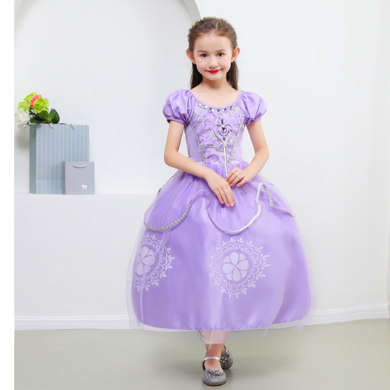 Prinzessin Sofia Kleid für Mädchen Kids Cosplay Puffarmschicht Kleider Kinderparty Geburtstag Hochzeitskleid Kleid Ausgefallene Kostüme