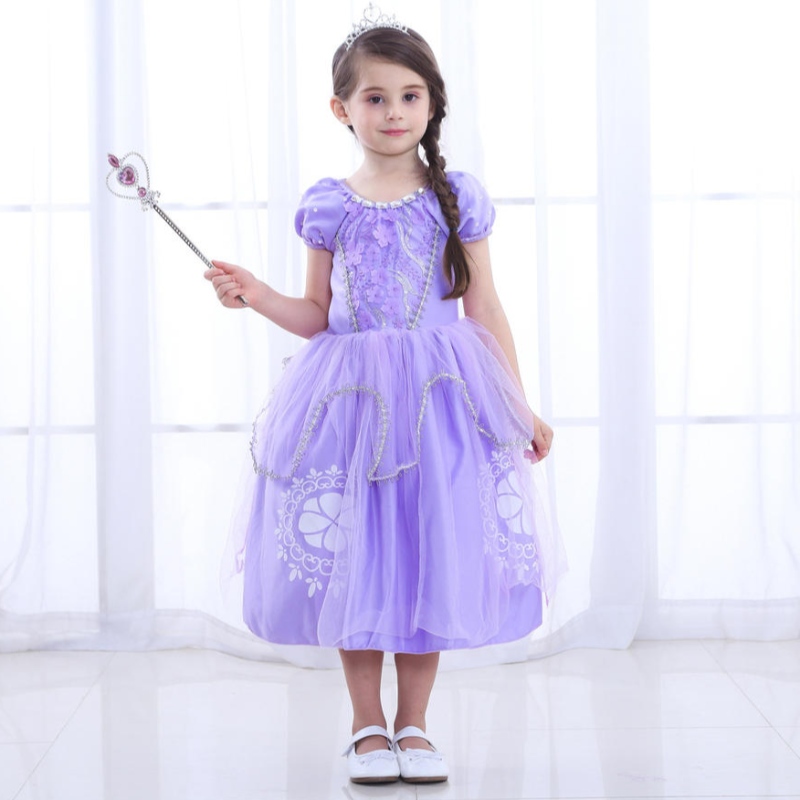 Prinzessin Sofia Kleid für Mädchen Kids Cosplay Puffarmschicht Kleider Kinderparty Geburtstag Hochzeitskleid Kleid Ausgefallene Kostüme