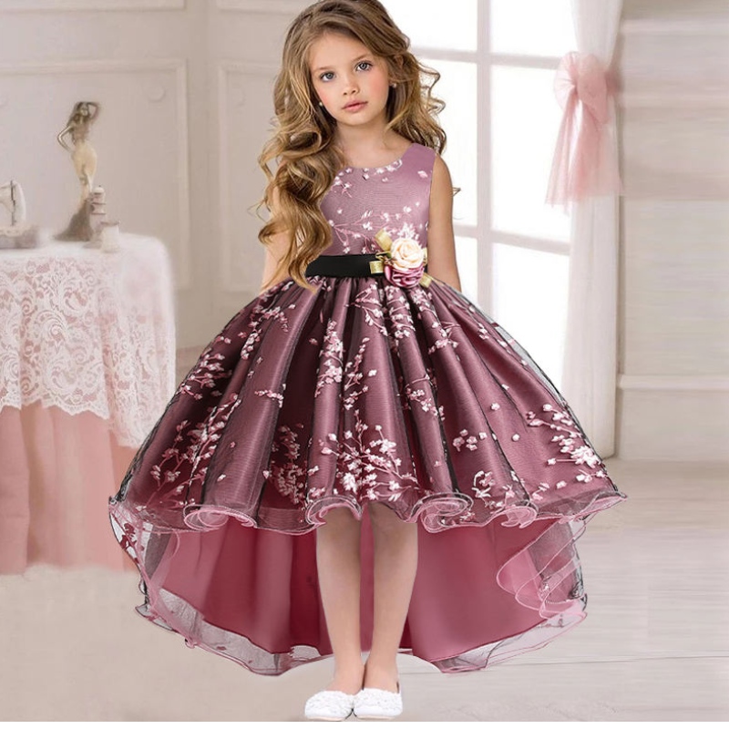 2022 Festzug Vintage Kleid Kids Kids Party Erste Brautjungfernkleider für Mädchen Kinder Kostüm Hochzeitskleid Girl Infant Vestido Teen