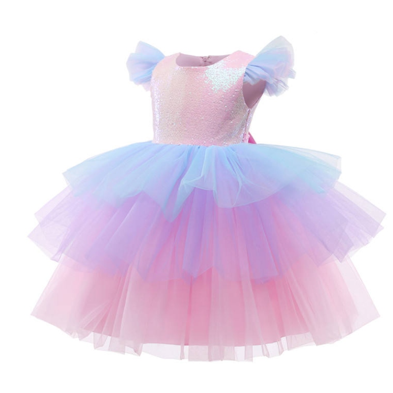 Mädchen formelle Prinzessin Kleid Kinder Spitze Tüll Regenbogen elegante Abend Party Kuchen Tutu Prom Kleid Kinder Hochzeitskommunikon Kostüm