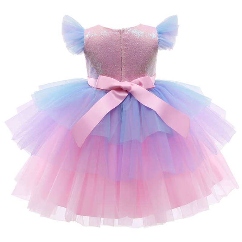 Mädchen formelle Prinzessin Kleid Kinder Spitze Tüll Regenbogen elegante Abend Party Kuchen Tutu Prom Kleid Kinder Hochzeitskommunikon Kostüm