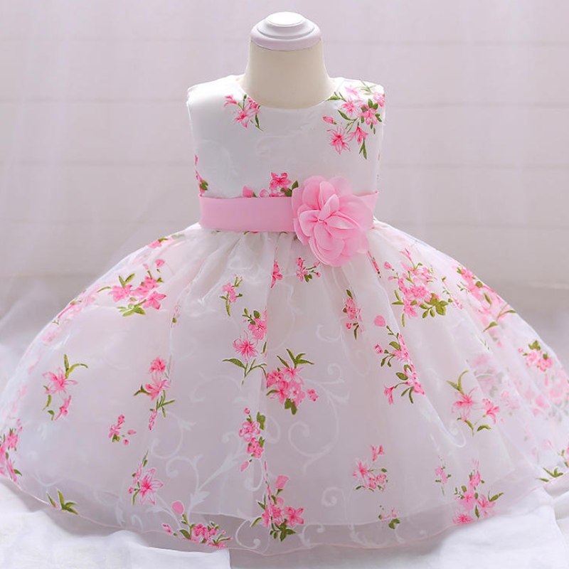 Kleinkind weiße Hochzeit Satin Prinzessin Baby Kleid Bow 1 Jahr Geburtstag Abend Party Neugeborenes Taufkleid für Mädchen Kleidung