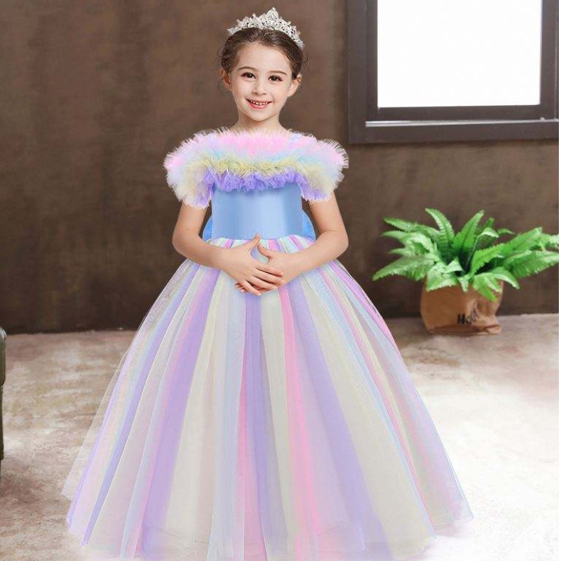 Blumenmädchen Einhornkleid Hochzeit Baby Mädchen Outfits Kinder lange Tutu -Kleider für Mädchen Geburtstag