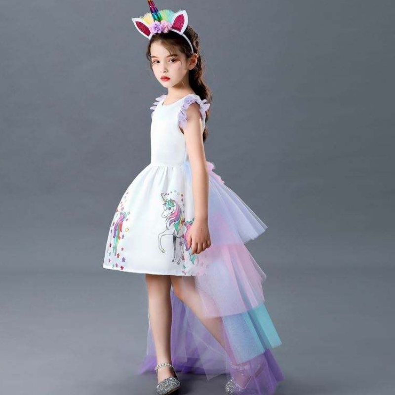 Baigeneueste Mode Kinder Geburtstagsfeier Kleid Mädchen Prinzessin Einhorn Mädchen Schwanzkuchen Kleider