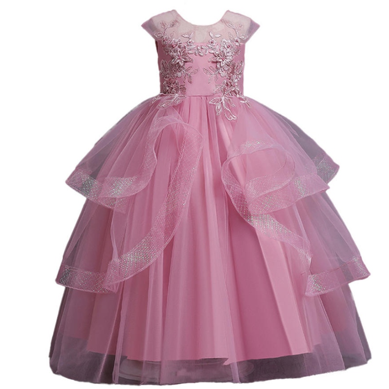 Blume Girls Mesh Tüll Kleider für Teenager Vintage Sommer ärmellose elegante Party Tutu Vestidos Kinder Kleid