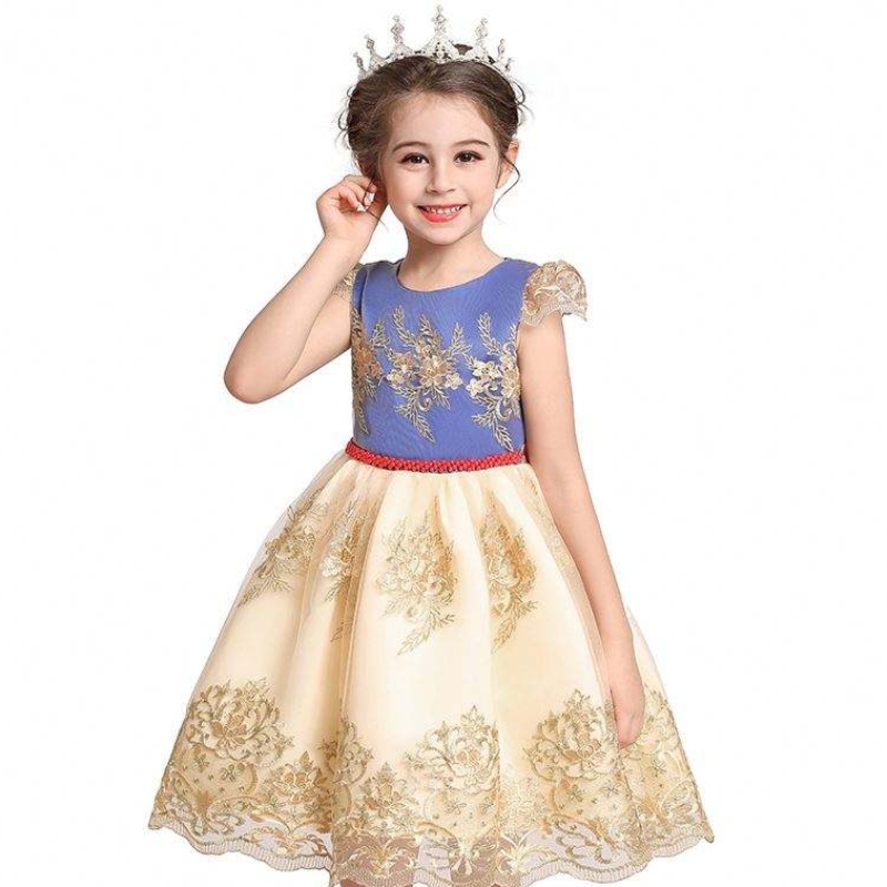 2020 Neue Kinder Kleidung Maxi Leak Back Girl Kleid Spitze Prinzessin Kleid L5192