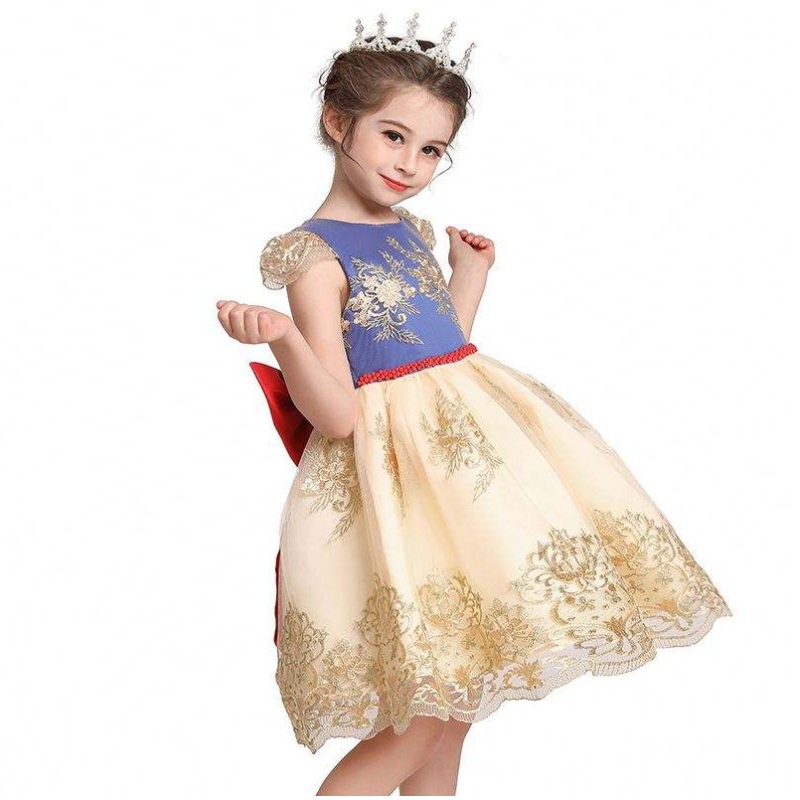 2020 Neue Kinder Kleidung Maxi Leak Back Girl Kleid Spitze Prinzessin Kleid L5192