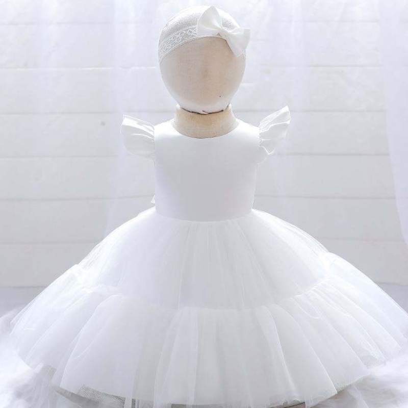 Baige weiße Neugeborene Mädchen geschwollene Prinzessin Kleid Weihnachten Kinder Kleid 2 Jahre tragen l2038xz