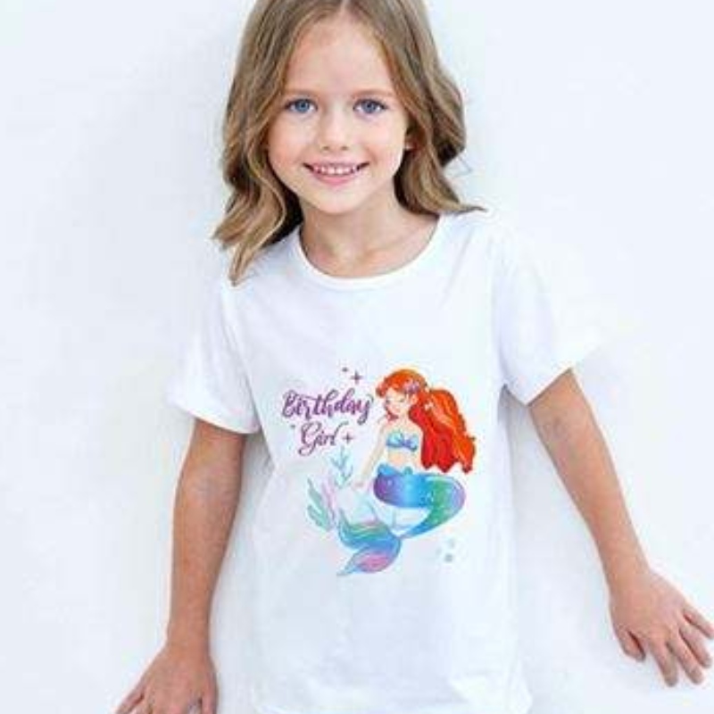 Baige Girl Sommer kurzärärmig süße Einhorn-gedruckte Baumwoll-T-Shirt Regenbogen Tutu Performance Rock