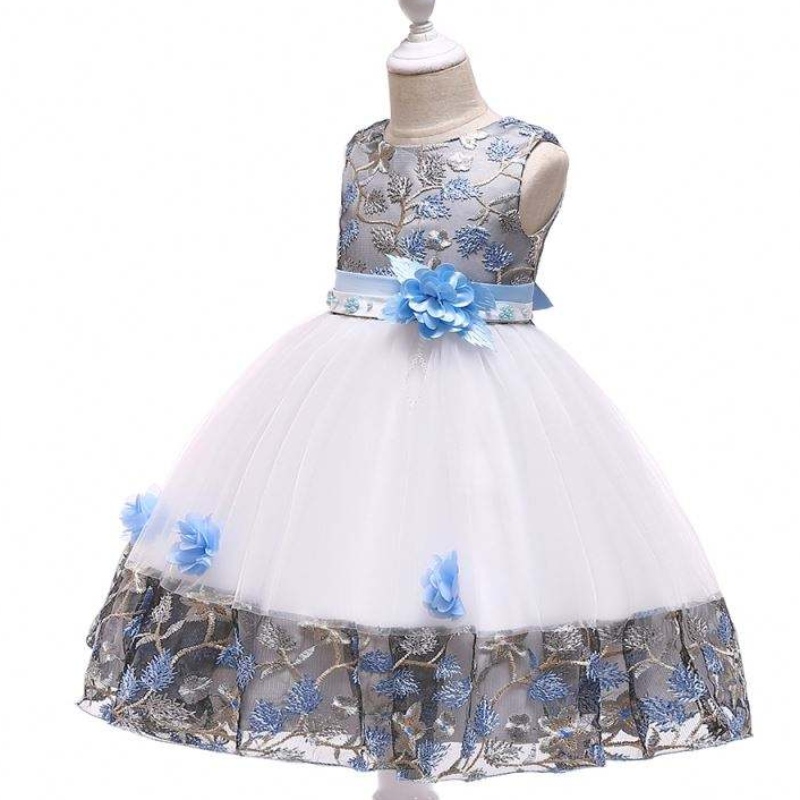Neuankömmlinge Flutter ärmellose Baby Mädchen Geburtstagsfeier Kleid Kinder Kleidungsdesigns für 8 Jahre alte Kinder L5045