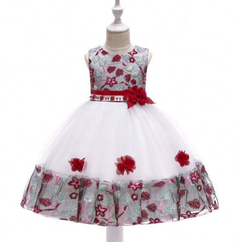 Neuankömmlinge Flutter ärmellose Baby Mädchen Geburtstagsfeier Kleid Kinder Kleidungsdesigns für 8 Jahre alte Kinder L5045