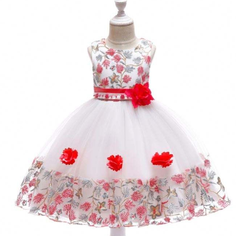 Neuankömmlinge Flutter ärmellose Baby Mädchen Geburtstagsfeier Kleid Kinder Kleidungsdesigns für 8 Jahre alte Kinder L5045