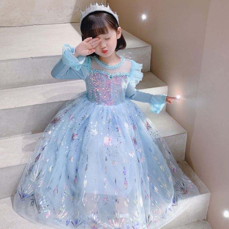 Baige Großhandel Ballkleid Party Prinzessin Kleid Halloween Kinder Geburtstag Cosplay Kostüm Langarm Elsa Kleid