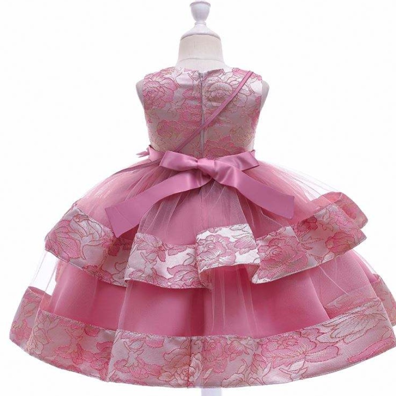 Baigeneues Design Blumenmädchen Partykleid mit Mini -Tasche Satin Geburtstag Hochzeit Prinzessin Kleid L5216