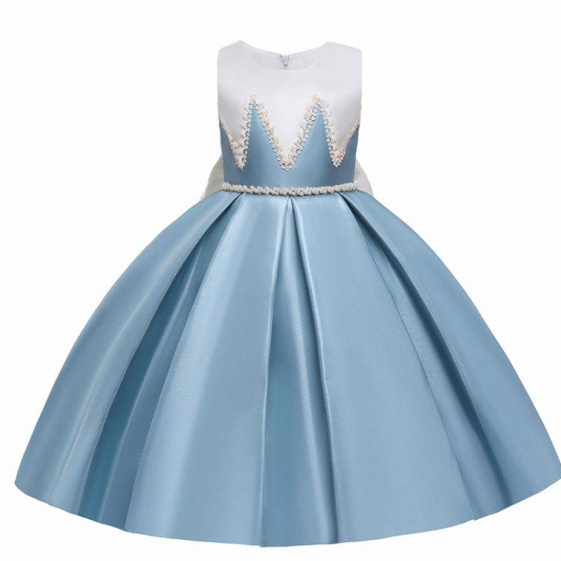 Baige kleine Mädchen Geburtstagsfeier Kleid Kinder Stickrückpailletten Mesh Satin Kleider