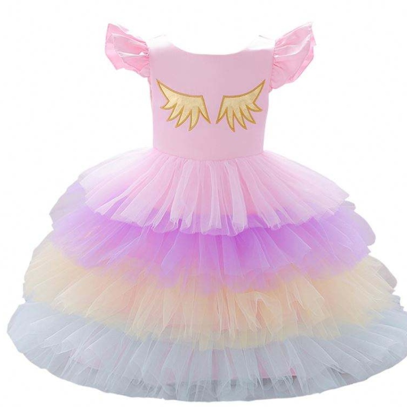 2019 Neuankömmlinge Kinder Kleidung Girls Unicorn Layered Tutu Partykleid mit kostenloser Kopfbedeckung DJS011