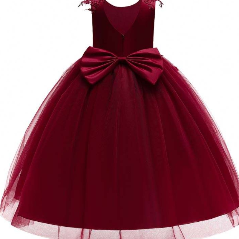 Baige ärmellose Prinzessin Schichten kastanienbraun weiß rosa Tüll Blumen Mädchen Geburtstagsfeier Kleider Blumenmädchen Kleid