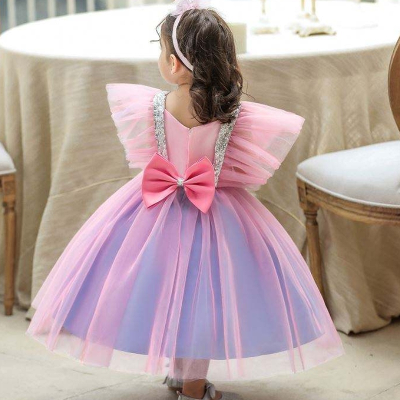 Baige Sommer geschwollene Blumenmädchen Geburtstagskleid Vollmond Kinder Hochzeit Tutu Party Kleid L2065XZ