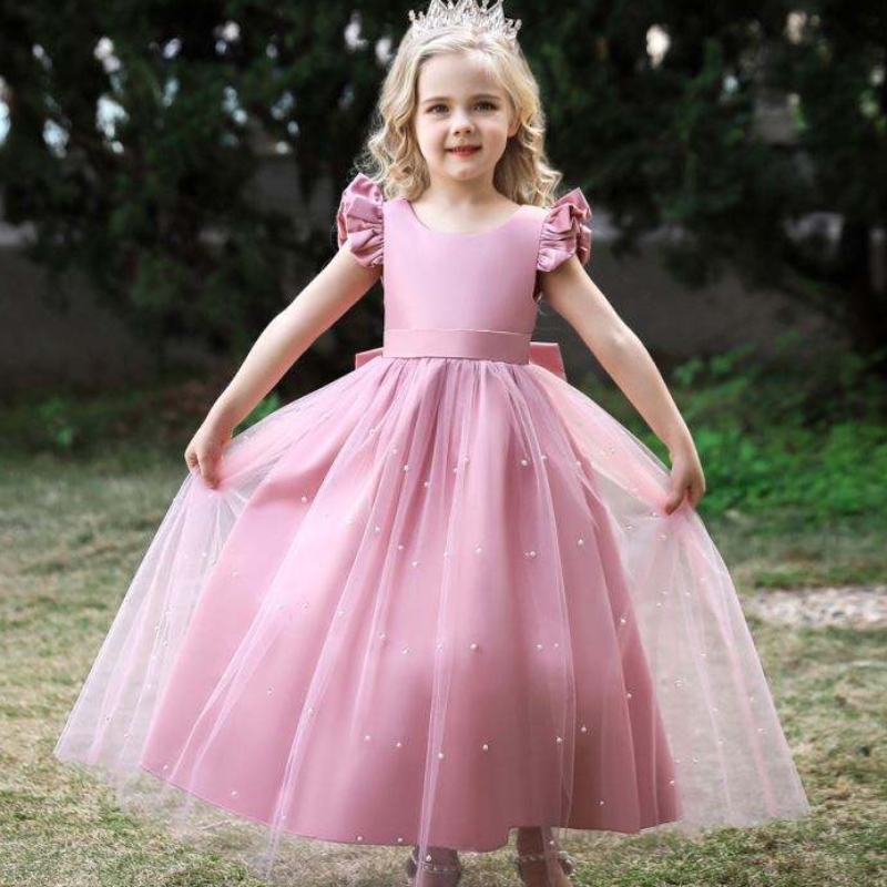 4-14 Jahre Blumenspitzenkleid Girls Kleidung Prinzessin Party Festzug Langes Kleid Kleider Kleider für Mädchen Hochzeit Abendkleidung Kleidung