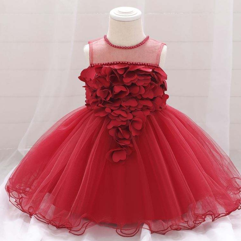 Neue Design Kinder Kleidung Kinder Kleid Design Blume Baby Mädchen Geburtstagskleid L1932XZ