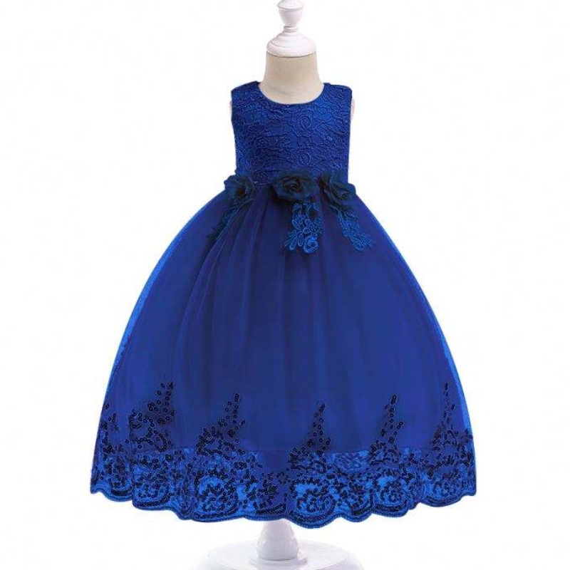 Neueste Baby -Kleid -Design Boutique Kinder Kleidung Spitze Pailletten Mädchen Party Kleid L7791