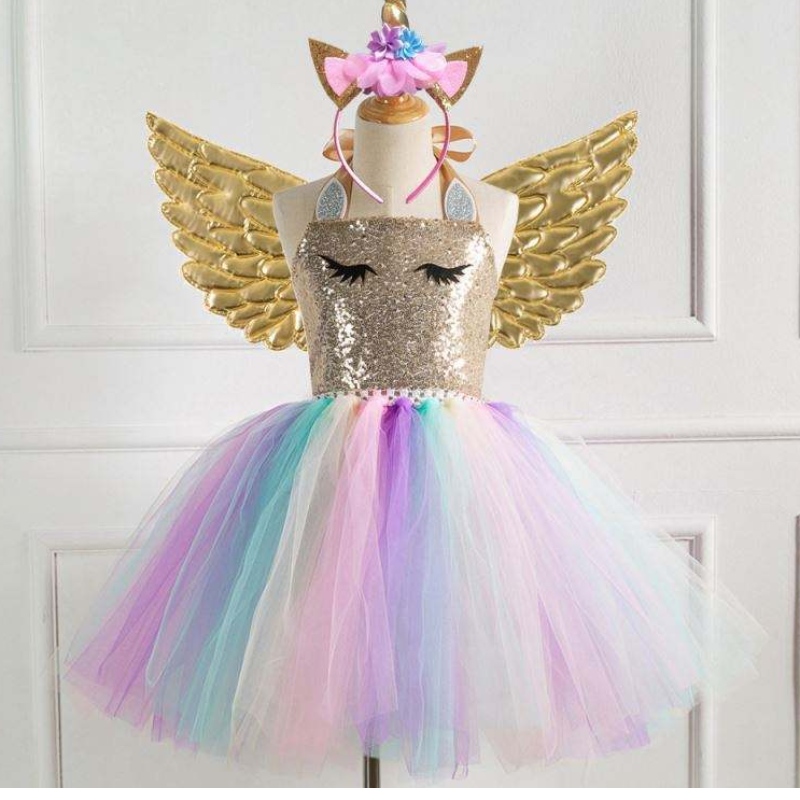 Baige Hot Saleneue Stil Mädchen Einhorn Prinzessin Geburtstagsfeier Kinder Hochzeitskleid Kleid