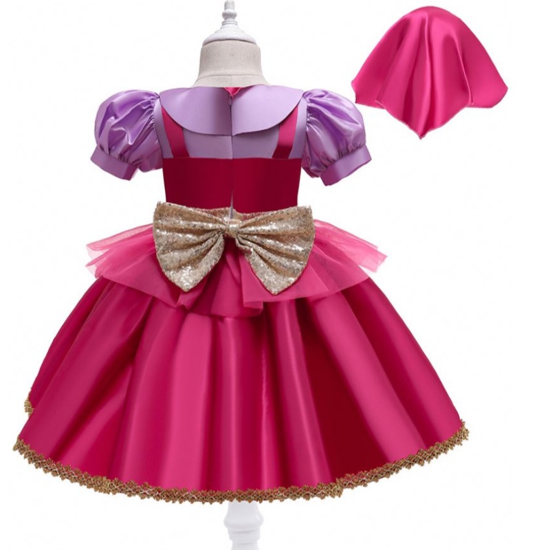 Baige Rose Red Riding Hood Kostüm Blumenmädchen Partykleid mit kostenlosem Stirnband D0702