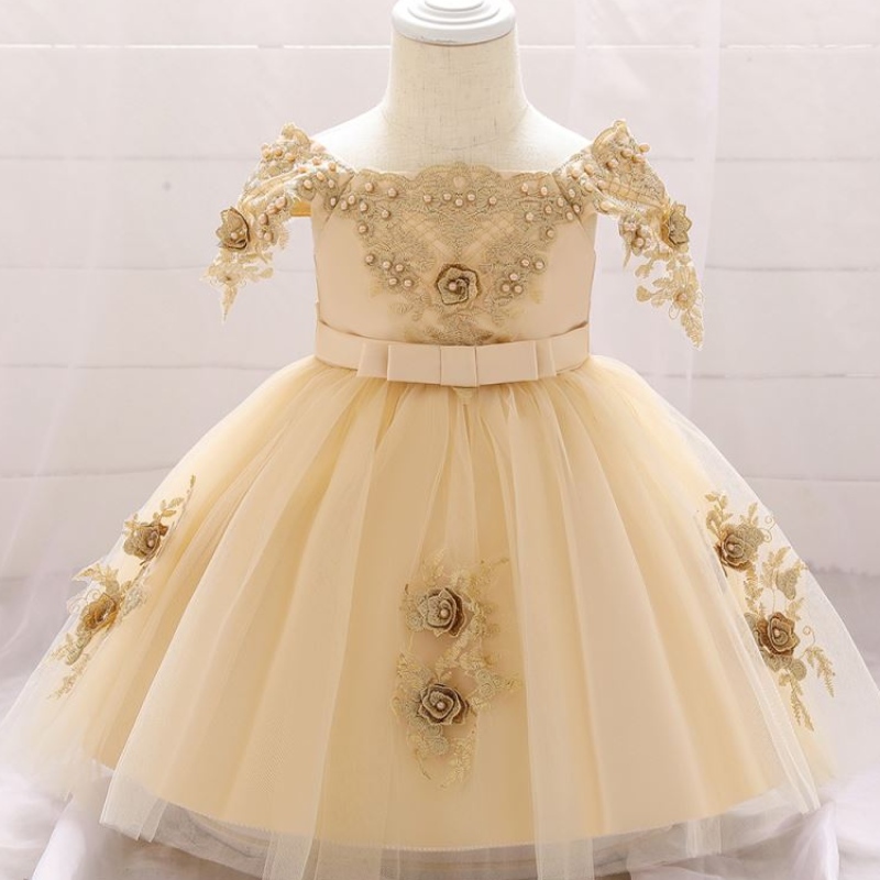 Baige Off -Should Flower Girl Kleider Neugeborenes Baby Girl Party Kleid für 0-2 Jahre alt L5057XZ