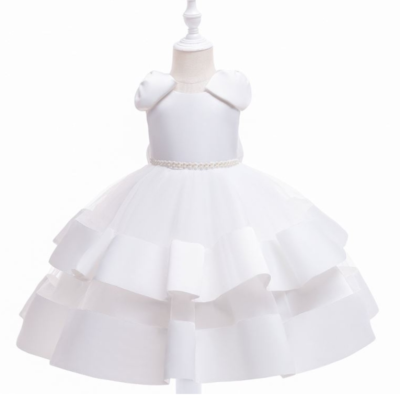 Blumenmädchenkleid 2021 Weißer Rock Rüschen knielange Blume Prinzessin Kinder Tüll Taufe Kleid Mädchen Mädchen