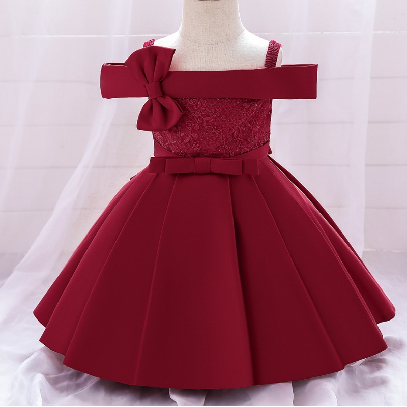 Prinzessin -Kleid von Kindern eine Schulterspitze Spitze Bow Baby Girl Kleider Kinder Partykleid Kleid Kleid