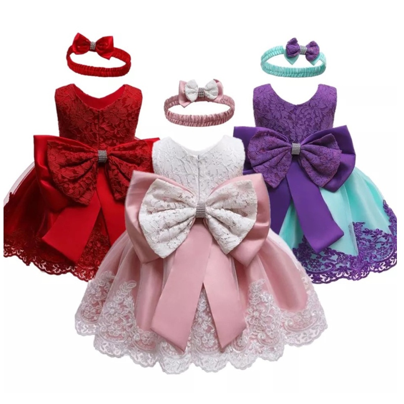 Amazon Hot Sale Kinder Prinzessin Kleid Bow Spitzenkleid Kleid Süßes Partykleid