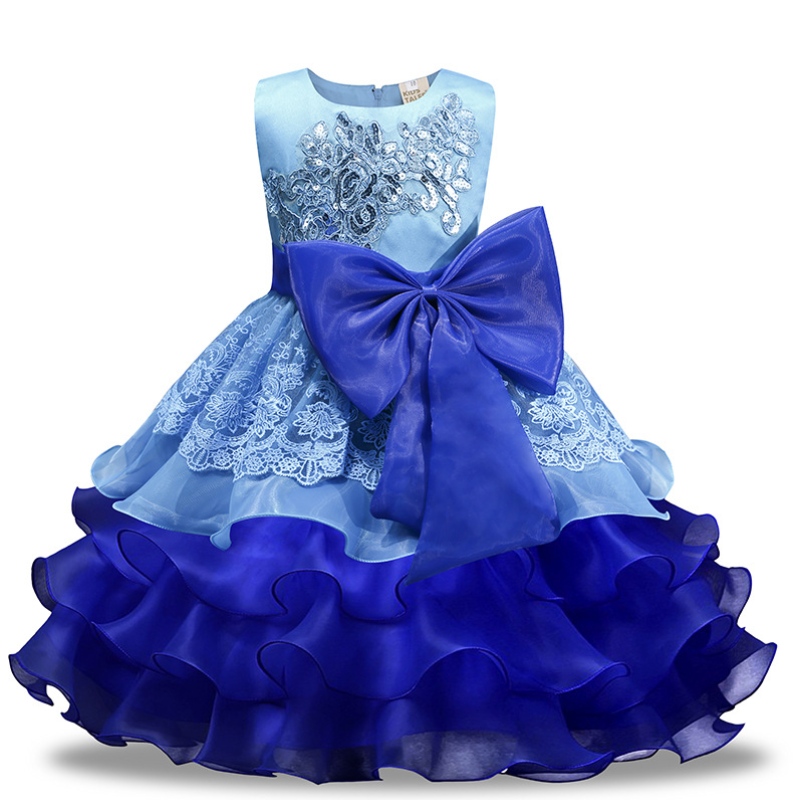 2022 Europäische und amerikanische Paillettenkleider Bow Blume Mädchen Prinzessin Kleid Organza Puffy Rock