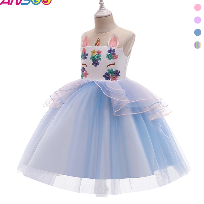 Ansoo Einhornkleid für Mädchen Regenbogen Tutu Prinzessin Kleid Kinder Geburtstagsfeier Kleid Kinder 's ausgefallene Osterkostüm