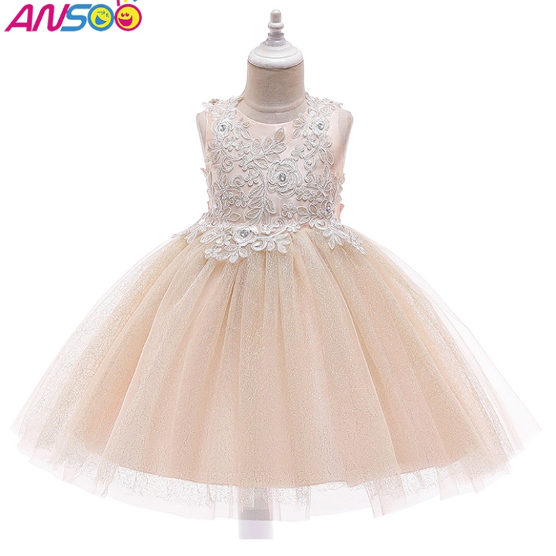 Ansoo Neue Mode Hochzeitsfeier Prinzessin Kleinkind Baby Girls Kleidung Kinder Baby Mädchen Kleider