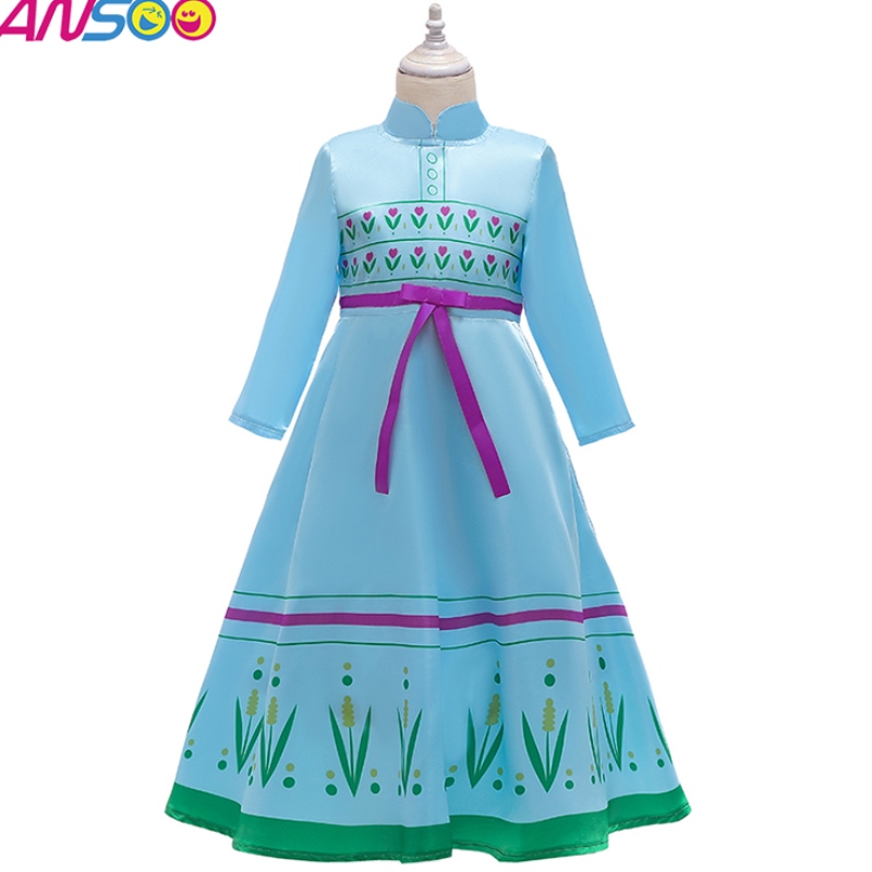 Ansoo Anna Prinzessin Kostüme für Kinder Halloween Weihnachtsfeier Cosplay Snow Queen Girls Prom Kleid