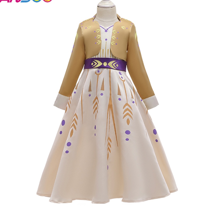 Ansooneueste Kinder Prominente Kleidung Prinzessin Anna tragen Kleid Halloween Kostüme für Mädchen