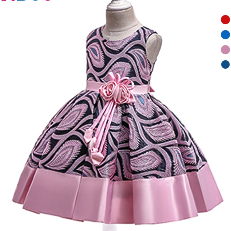 Ansoo Sommer Blumenkinder Spitzenkleid vier Farben Baby Girl Party Tutu Kleid Hochzeit Prinzessin Kleid