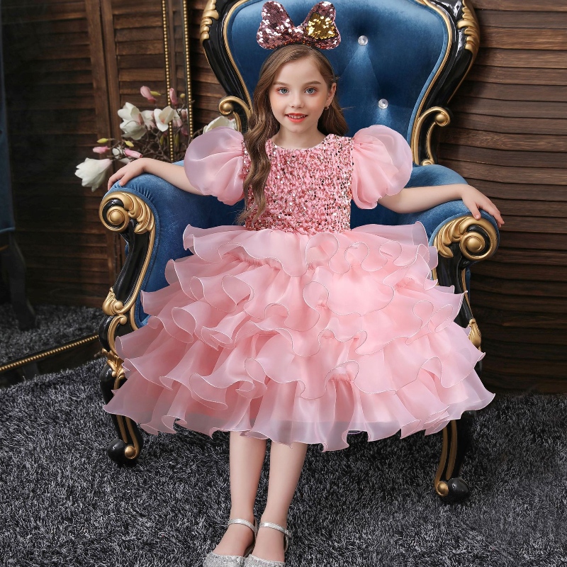Hochzeitsfeierkleid für Mädchen Blume Tüll Geburtstag Kinder Kleider Tutu Perlen Abschlussball Abendkleid Kinder elegante Prinzessin Kleid