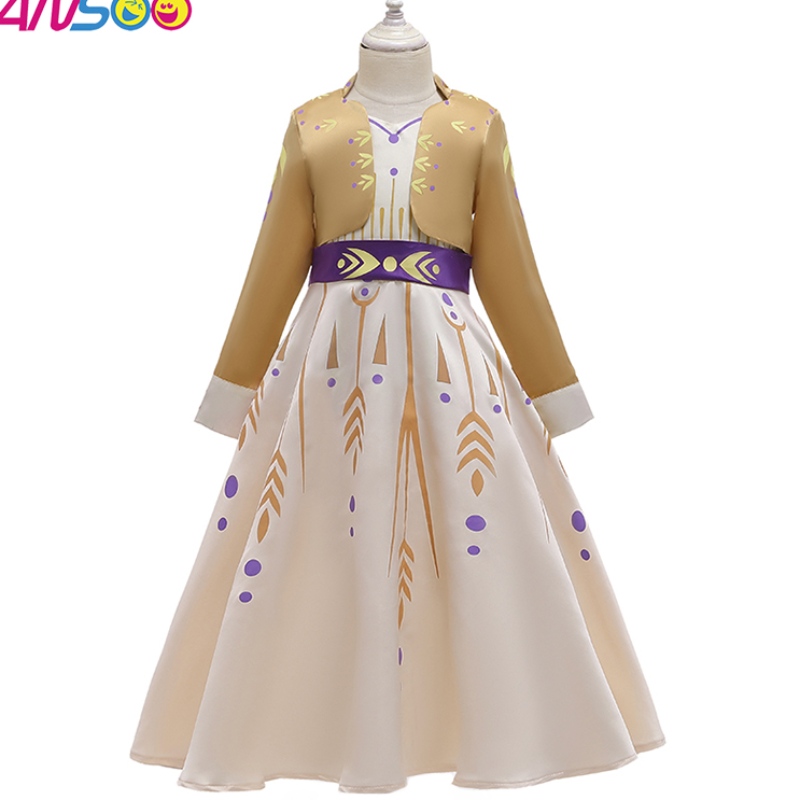 Ansso Cosplay Party Dress up Prinzessin Elsa Anna Mode Yellow Kleid Kostüm Halloween Fee Prinzessin Kinder Kostüme Kostüme