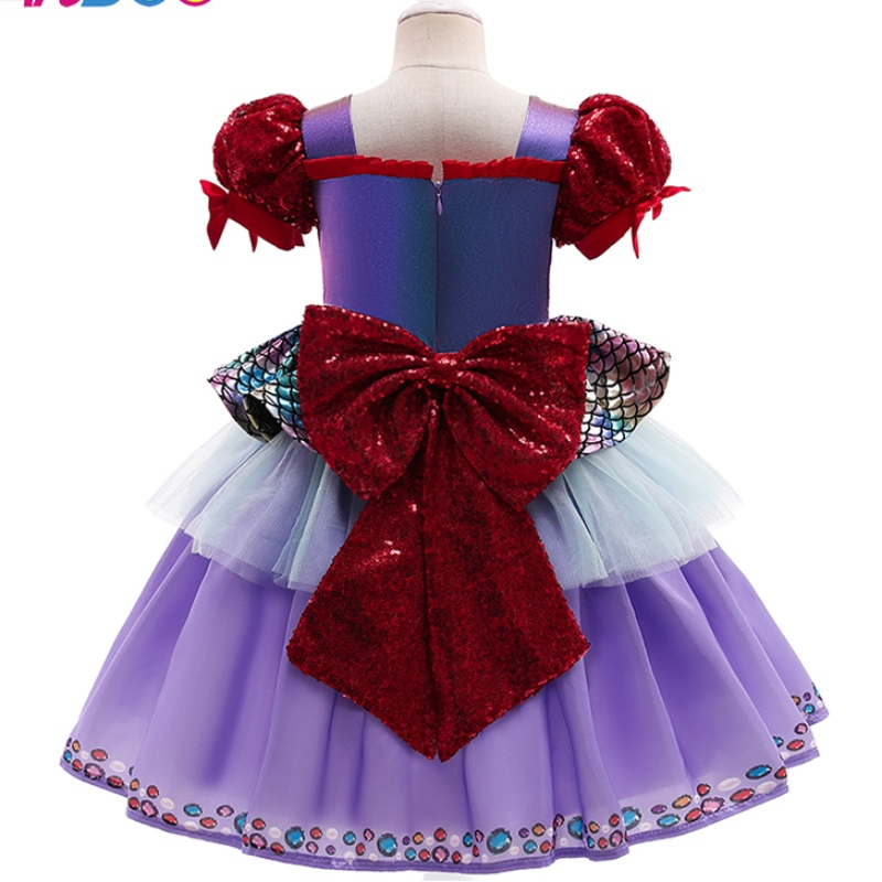 Ansoo Amzdreams 2022 Neue Fabrik Kinder Party Geburtstag Kleidung Prinzessin Meerjungfrau Girl Purple Tutu Kleid mit Stirnband Meerjungfrau Kleid