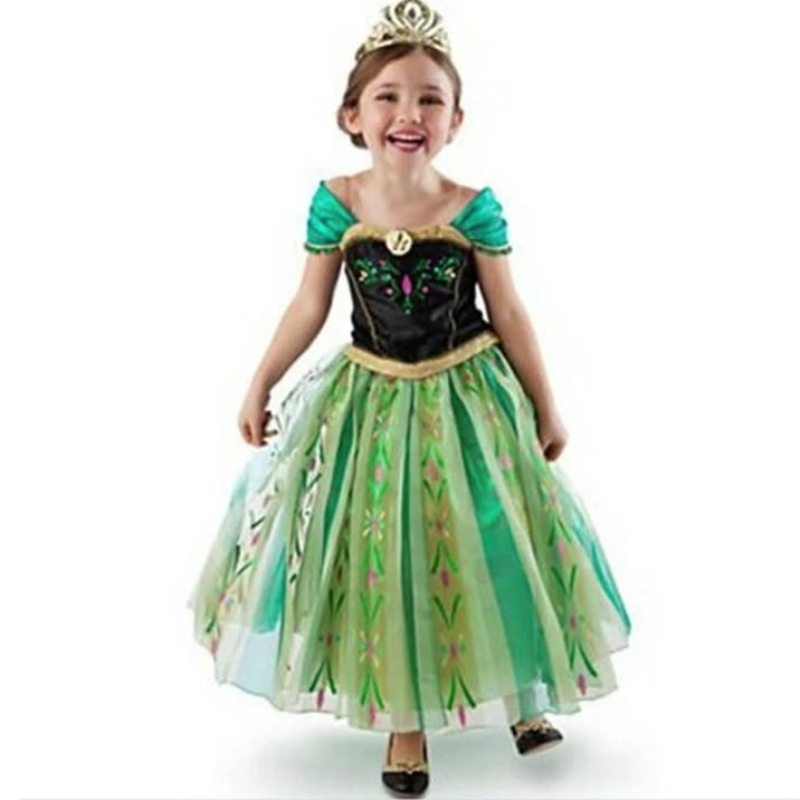 Anna Princess Girls Green Kleider Kinder Performance -Kostüm mit einem voller Accessoires für erwachsene Party