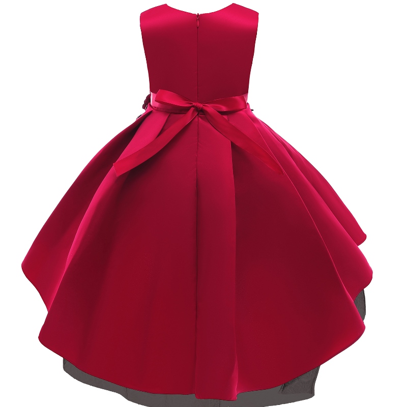 Kinder Weste Kleid rote Blume Prinzessin Kleid Mädchen Fischschwanzkleid für Klavierleistung