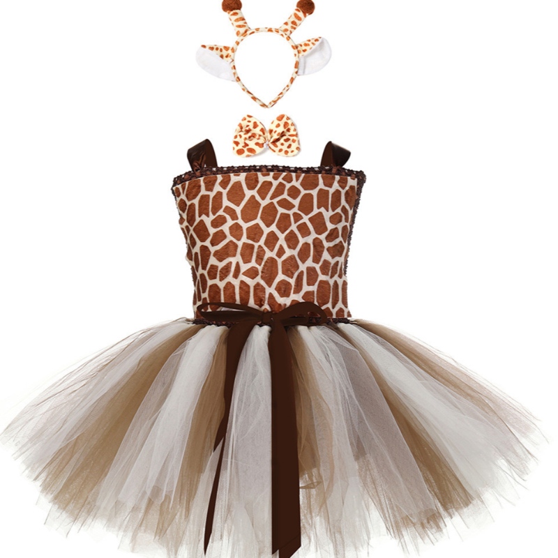 Süße Giraffe Prinzessin Kleid Kinder 's Halloween Party Kleid Cartoon Short Mesh Tutu Rock