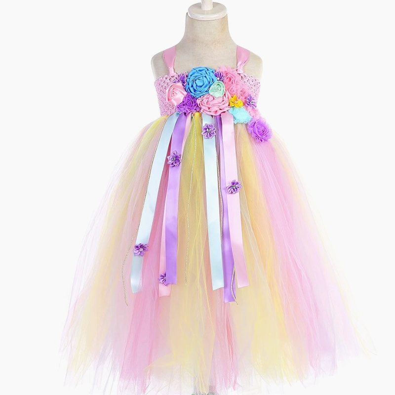 Kinder Prinzessin Kleid bunte Süßigkeiten Mesh Party Kleid Einhorn Tutu Rock für Mädchen