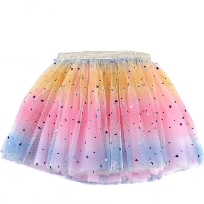 Mesh Performance Rock Tulle Regenbogen -Tutu -Rock für kleine Mädchen